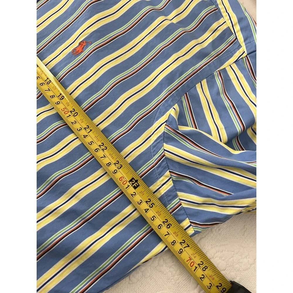 Polo Ralph Lauren Mens XL Blue Multicolor Stripe Classic Fit Button Down Pony